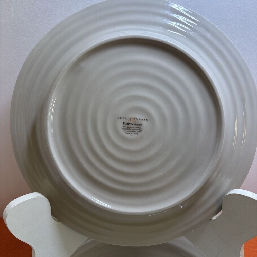 4 Sophie Conran Portmeirion Biscuit Beige Salad Plates Set Of 4 Swirl Design - Picture 3 of 9